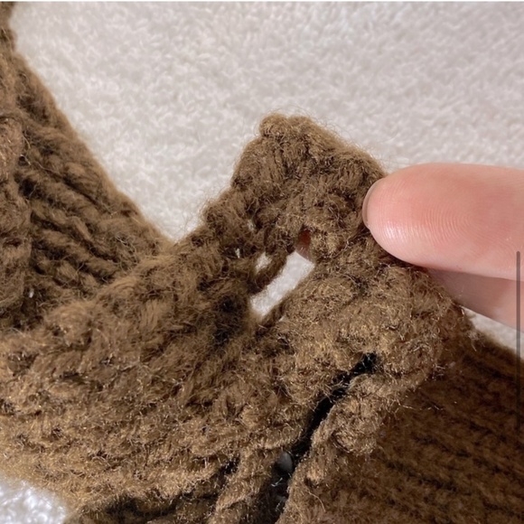 Vintage Handmade Brown Mustard Crochet Knit Winter Hat And Mitts Combo - Picture 7 of 11